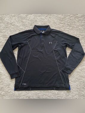 Under Armour ColdGear Black Performance Polo Long Sleeve Men’s Size Large Casual
